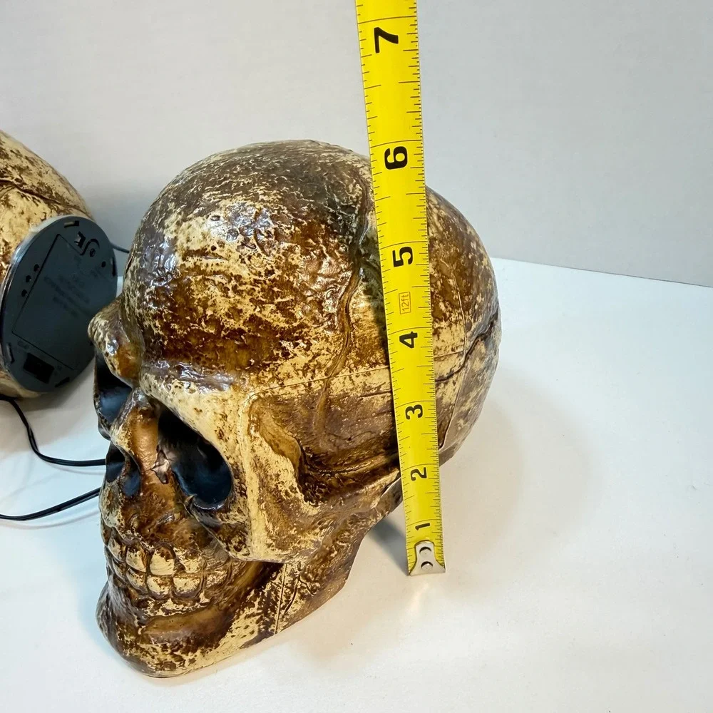 Magic Power Co Skull Lawn Stakes Halloween Decor Light Sound Set Of 3 Spooky
